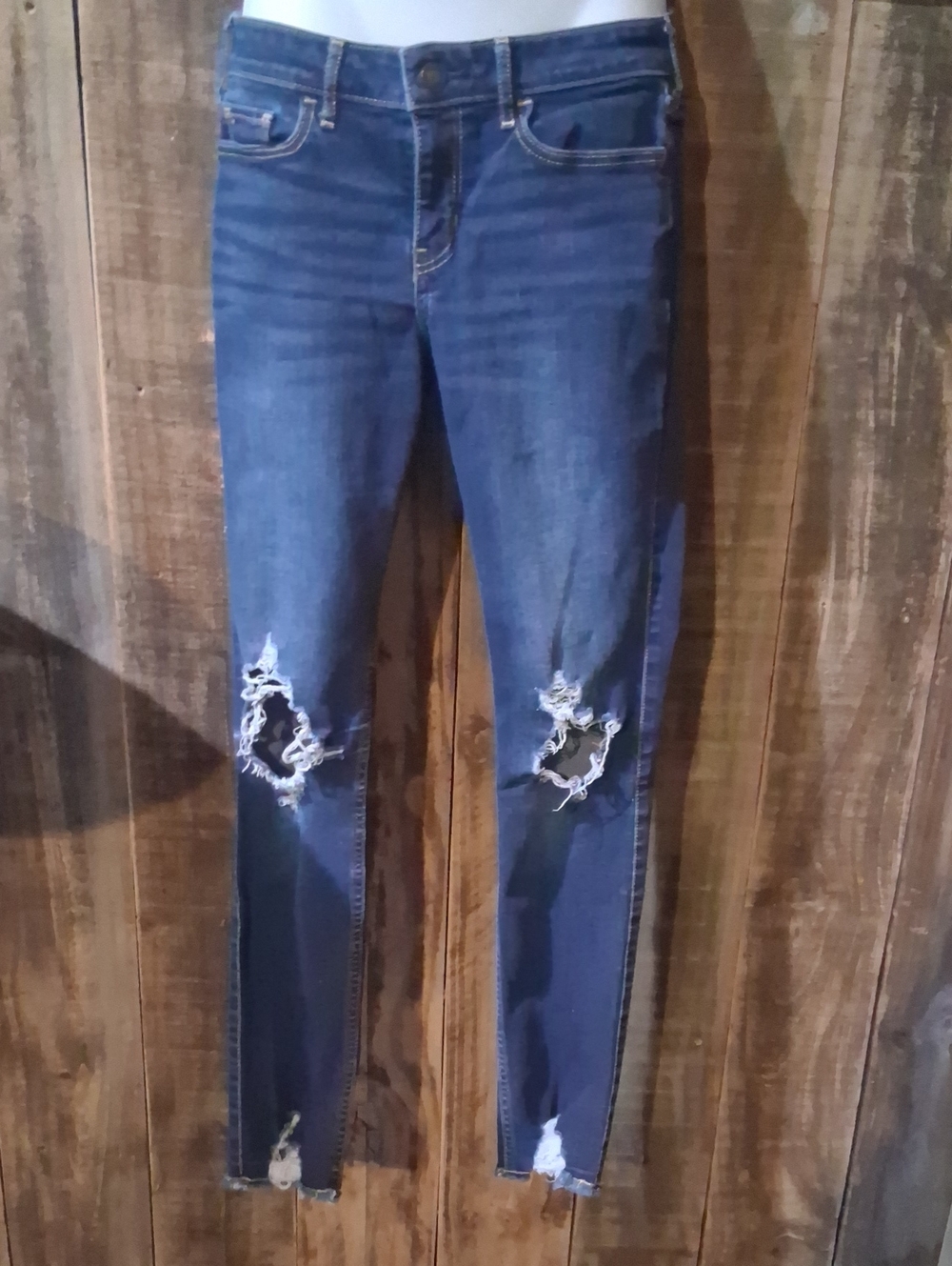 Hollister Distressed Dark Blue Skinny Jeans